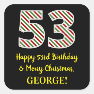 Happy 53rd Birthday & Merry Kerstmis, aangepaste n Vierkante Sticker