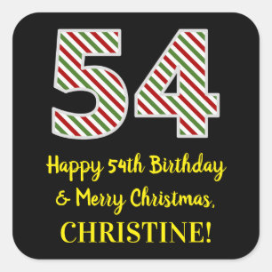 Happy 54th Birthday & Merry Kerstmis, aangepaste n Vierkante Sticker