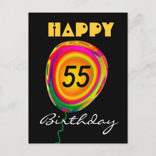 Happy 55 Verjaardag Kleurrijke Gouden Groene Rode Briefkaart