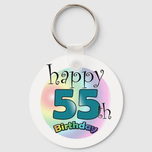 Happy 55th Birthday (blauw) Sleutelhanger (Voorkant)