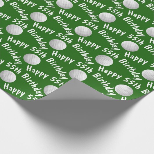 Happy 55th Birthday golfballen Cadeaupapier (Hoek)