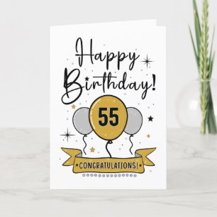 Happy 55th Birthday Kaart in goud