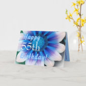 HAPPY 55th BIRTHDAY met Magic Blue Flower Kaart (Gele Bloem)