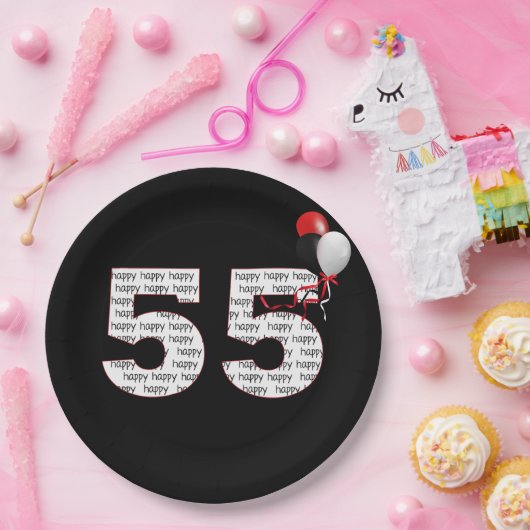 Happy 55th Birthday op zwart papier Bord (Feest)
