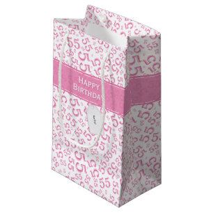 Happy 55th Birthday Party Pattern Pink and White Klein Cadeauzakje
