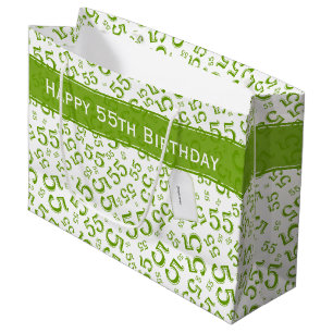 Happy 55th Birthday Random Number Pattern Green Groot Cadeauzakje