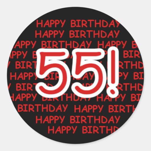 Happy 55th Birthday Ronde Sticker (Voorkant)