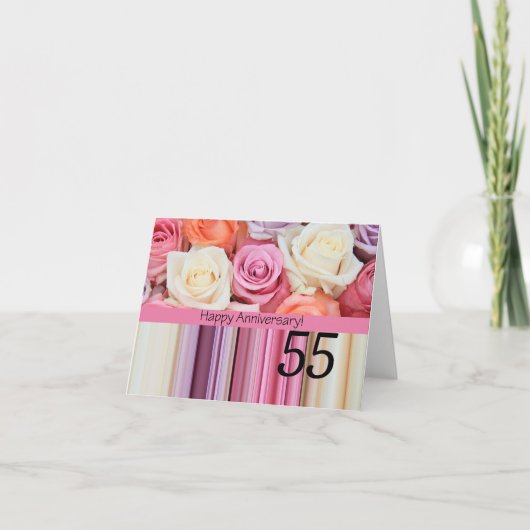 Happy 55th Jubileum rozen Kaart (Voorkant)