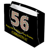 Happy 56th Birthday & Merry Kerstmis, aangepaste n Groot Cadeauzakje (Achterkant Gekanteld)