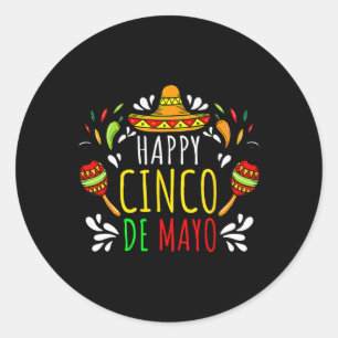 Happy 5 De Mayo Lets Fiesta Viva Mexico Cinco De M Ronde Sticker