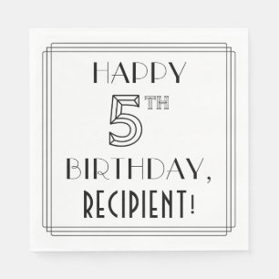 HAPPY 5TH BIRTHDAY; Art Deco Style; aangepaste naa Servet