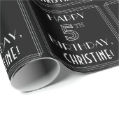 HAPPY 5TH BIRTHDAY; Art Deco Style met aangepaste  Cadeaupapier (Rol Hoek)