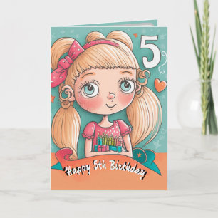 Happy 5th Birthday card for Girls Kaart