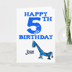 Happy 5th Birthday cartoon dinosaurus - jongens Kaart