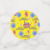 Happy 5th Birthday Confetti, #5 Paars & Geel Confetti (Kleine voorkant)