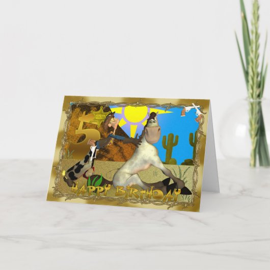 Happy 5th Birthday Cowboy kaart (Voorkant)