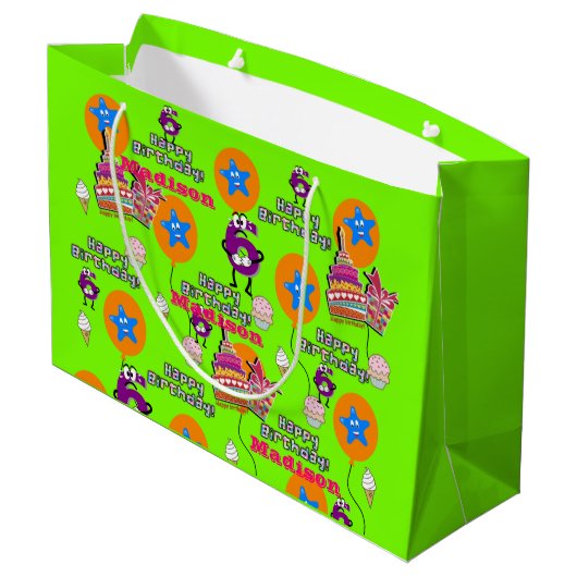 Happy 5th Birthday Gift Bag #5 Green Groot Cadeauzakje (Achterkant Gekanteld)