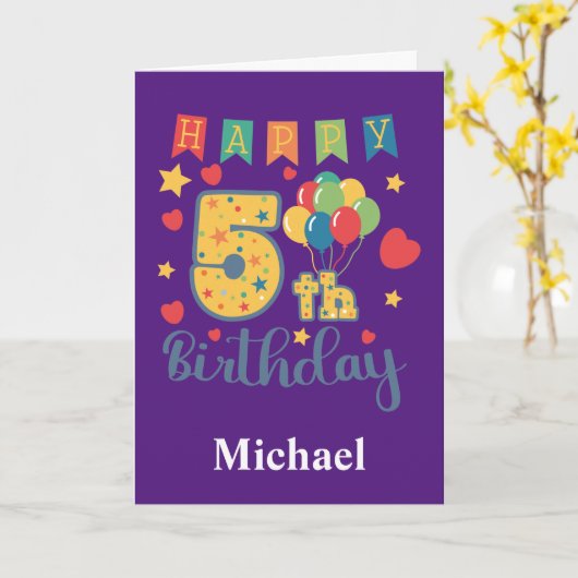 Happy 5th Birthday-kaart Kaart (Gele Bloem)