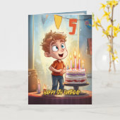 Happy 5th Birthday Kaart voor jongens (Gele Bloem)