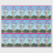 Happy 5th Birthday Monkey Cadeaupapier (Vlak)