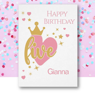 Happy 5th Birthday personalized card