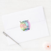 Happy 5th Birthday (roze) Vierkante Sticker (Envelop)