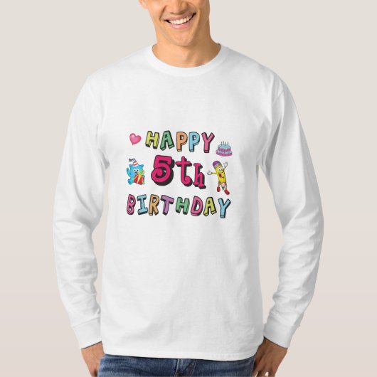 Happy 5th Birthday - wensen van 5 jaar oud T-shirt (Voorkant)