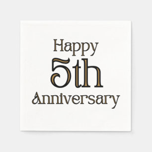 Happy 5th Jubileum 3 Ply Napkins Servet