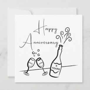 Happy 5th Jubileum Champagne Celebration Kaart