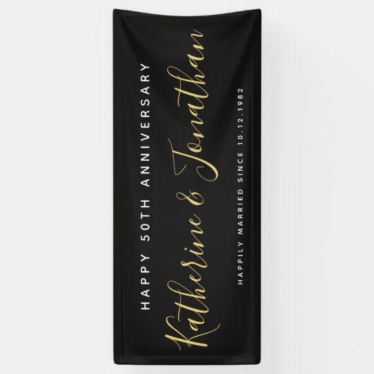 Happy 5th Weddenschap Jubileum Gold Custom Banner (Verticaal)