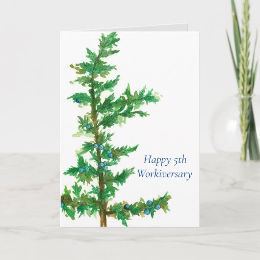 Happy 5th Workiversary Juniper Tree Branch Kaart (Voorkant)