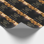 Happy 60th Birthday Black en Gold Glitter Cadeaupapier (Hoek)