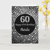Happy 60th Birthday Black en Silver Glitter Card Kaart (Gele Bloem)