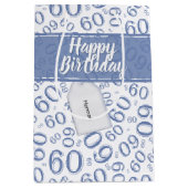 Happy 60th Birthday Blue and White Number Pattern Medium Cadeauzakje (Voorkant)