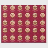 Happy 60th Birthday Burgundy Red en Gold Glitter Cadeaupapier (Vlak)