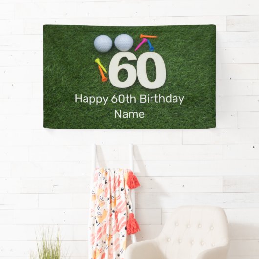 Happy 60th Birthday Golfer met golfbal en t - shir Spandoek (Insitu)