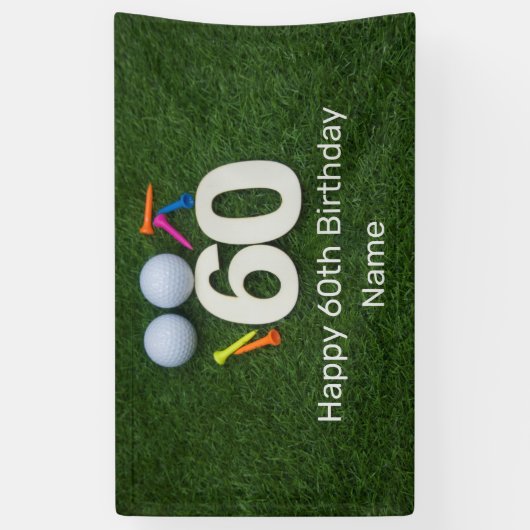 Happy 60th Birthday Golfer met golfbal en t - shir Spandoek (Verticaal)