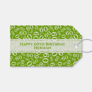 Happy 60th Birthday Green/White Number Pattern Cadeaulabel