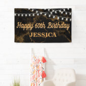 Happy 60th Birthday Lights Goud Zwart Spandoek (Insitu)