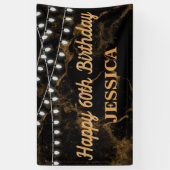 Happy 60th Birthday Lights Goud Zwart Spandoek (Verticaal)