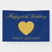 Happy 60th Birthday Navy Banner with Custom Text (Horizontaal)