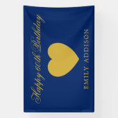 Happy 60th Birthday Navy Banner with Custom Text (Verticaal)