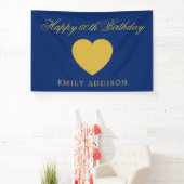 Happy 60th Birthday Navy Banner with Custom Text (Insitu)