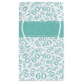 Happy 60th Birthday Number Pattern Blauwgroen/Whit Klein Cadeauzakje (Achterkant)