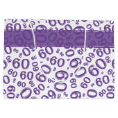 Happy 60th Birthday Number Pattern Paars/White Groot Cadeauzakje (Achterkant)
