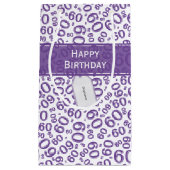 Happy 60th Birthday Number Pattern Paars/White Klein Cadeauzakje (Voorkant)