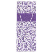 Happy 60th Birthday Number Pattern Paars/White Wijn Cadeautas (Achterkant)