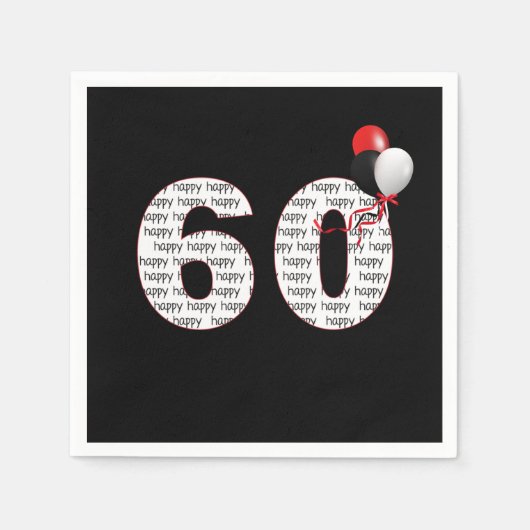 Happy 60th Birthday on Black Servet (Voorkant)