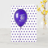 Happy 60th Birthday Paarse ballon en Stippen Kaart (Gele Bloem)