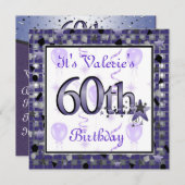 Happy 60th Birthday Party InvitationPERSONALIZED Kaart (Voorkant / Achterkant)